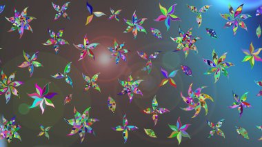 Raster düz çiçek çizim deseni. Gri ve mavi renkte çiçekler. Tasarım hediye paketi, tebrik kartları, posterler ve afiş tasarımı.