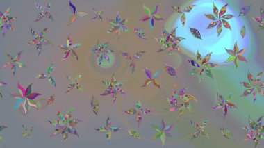 Renkli Bahar Teması eskiz kalıbı. Raster illüstrasyonundaki çiçek desenli çizim. Düz Çiçek Elementleri Tasarımı. Gri ve bej renkli çiçekler.