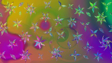 Renkli Bahar Teması eskiz kalıbı. Düz Çiçek Elementleri Tasarımı. Raster illüstrasyonu. Şirin çiçek elementleri. Çizim deseni Modaya uygun kumaş deseni.