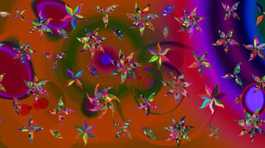 Çiçekler suluboya tarzında kahverengi ve kırmızı renklerde. Kahverengi ve kırmızı renkte çiçekler olan çiçek deseni çiz.