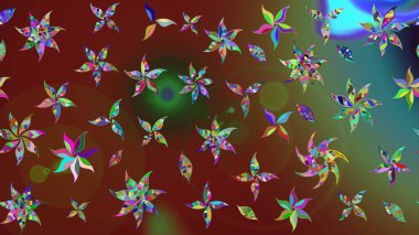 Kahverengi ve kırmızıda çiçekler. Raster hisseleri. Eskiz arkaplan modeli. Suluboya, elle çizilmiş.