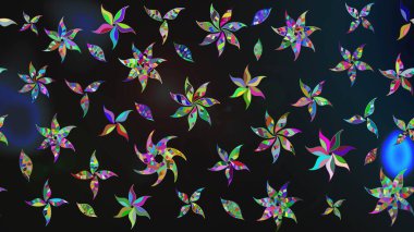 Renkli Yaz Temalı eskiz kalıbı. Düz Çiçek Elementleri Tasarımı. Raster Illustrasyon 'daki Çiçek Deseni' nin son moda çizimi. Gri ve mavi renkte çiçekler.