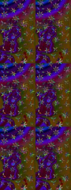 Çiçek desenli eskiz kahverengi ve mavi renkler, el çizimi papatyalar, papatyalar. Tekrar eden çiçek arkaplanı, zarif kahverengi ve mavi çiçek duvar kağıdı.