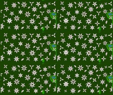 Soyut etnik raster çizim kalıbı. Arkaplan dokusu, duvar kağıdı, yeşil renkli çiçek teması. Kabile sanatı boho baskısı, klasik çiçek arkaplanı.