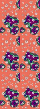 Raster illüstrasyonu. Turuncu ve nötr renklerde bahar çiçekleri. Yaprak ve çiçek suluboya resmi, turuncu ve nötr renkler üzerine eskiz deseni.