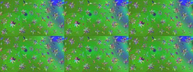 Çiçek yeşili ve mavi çizim deseni. Raster çiçek izi. Klasik taslak çizimi. Raster Yumuşak kumaş deseni.