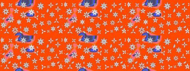 Çiçekler turuncu ve nötr renklerde. Nazik, sevimli çiçek arkaplanı. Raster çiçek desenli ve çiçekli..