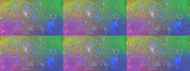 Raster illüstrasyonundaki çiçek desenli çizim. Yeşil ve nötr renklerde çiçekler. Düz Çiçek Elementleri Tasarımı. Renkli Bahar Teması çizim şablonu.