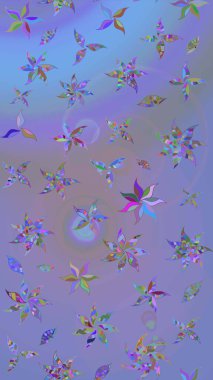 Çiçeksel fantezi tasarımı ve parlak bir arka plan çizimi. Düz Çiçek Elementleri Tasarımı. Renkli Bahar Teması çizim şablonu.