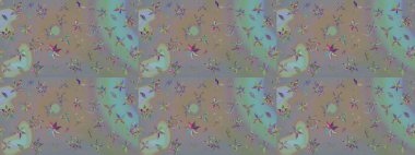 Çiçekli karalama şeklinde Raster çiçek deseni. Gri ve bej renkli çiçekler. Nazik, sevimli çiçek arkaplanı..
