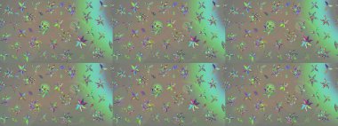 Gri ve bej renkli bitkilerden oluşan parlak bir halı ile çizim deseni.