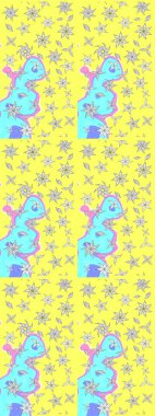 Raster illustration. Floral pattern. Flourish ornamental spring garden texture. Flower sketch background.