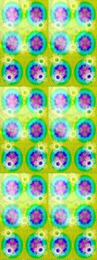 Raster Çiçek İllüstrasyonu 'nun şirin tekstili. Yeşil ve sarı renkli etnik çiçeklerle zarif bir eskiz deseni..