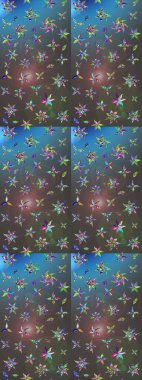 Çiçekler suluboya eskiz deseni. Raster Stili kumaş deseni.