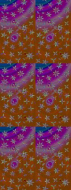 Düz Çiçek Elementleri Tasarımı. Raster illüstrasyonundaki çiçek desenli çizim. Renkli Bahar Teması eskiz kalıbı. Güzel kumaş deseni.