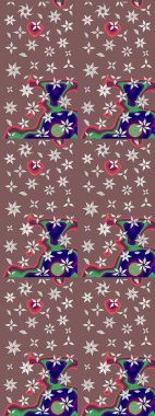 Kahverengi ve nötr renklerde çiçekler. Raster illüstrasyonunda çiçek deseni çizimi.