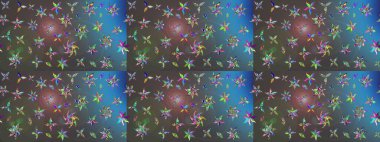 Raster illüstrasyonu. Renkli Bahar Teması eskiz kalıbı. Gri ve mavi renkte zarif çiçekli suluboya. Düz Çiçek Elementleri Tasarımı.