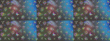 Gri ve mavi renklere karalamalar çizilmiş çiçek deseni. Raster illüstrasyonu.