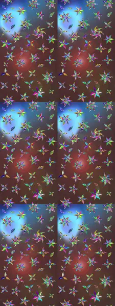 Dallı bahar çiçekleri ile desen, kahverengi ve mavi renkler ile çiçek silueti. Raster deseni.