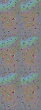 Raster çiçek desenli çiçek deseni, yapraklar, dekoratif elementler, sıçrama, lekeler, el çizimi kontur çizgileri ve Doodle çizim stili, grafik raster çizim çizimi.