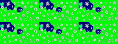 Yumuşak, yaz çiçekli arka plan. Çiçekli karalama şeklinde Raster çiçek deseni. Yeşil ve mavi renkte çiçekler.