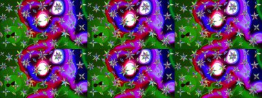 Çiçekli karalama şeklinde Raster çiçek deseni. Nazik, narin çiçek arkaplanı. Yeşil ve mor renkte çiçekler.