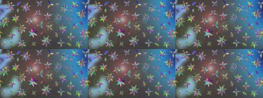 Çiçek desenli çizim. Raster illüstrasyonu. Asya tekstil tarzında. Mavi ve gri renkte çiçekler. Renkli Bahar Teması eskiz kalıbı. Düz Çiçek Elementleri Tasarımı.