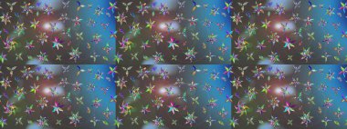 Renkli çizim kalıbı. Raster illüstrasyonu. Çiçek duvar kâğıdı. Çiçek arkaplan. Mavi ve gri renkli şirin tekstil.