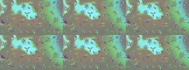 Gri ve yeşil renkli şirin çiçek desenleri. Raster Modaya uygun kumaş deseni. Renkli Bahar Teması eskiz kalıbı. Düz Çiçek Elementleri Tasarımı.