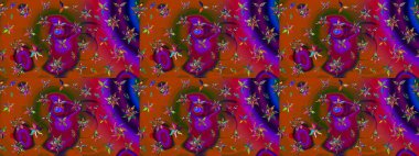 Küçük çiçekli basit bir çiçek çizimi. Kahverengi ve kırmızı renklerde sevimli çiçekler. Moda baskısı, albüm, ambalaj kağıdı ve duvar kağıdı için zarif dekoratif süslemeler. Raster illüstrasyonu.