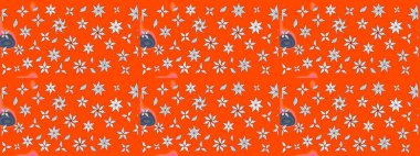 Nazikçe, güzel çiçek arkaplanı. Çiçekler turuncu ve nötr renklerde. Raster çiçek desenli ve çiçekli..