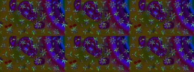 Yumuşak, bahar çiçekli arka plan. Çiçekli karalama şeklinde Raster çiçek deseni. Kahverengi ve yeşil renkte çiçekler.