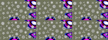 Raster illüstrasyonu. Renkli Bahar Teması eskiz kalıbı. Taslak desenli, modaya uygun kumaş deseni. Düz Çiçek Elementleri Tasarımı. Şirin çiçek elementleri..