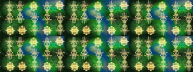 Kar taneleri radyal yeşil, mavi ve gri renkler. Renkli arka planda güzel kar taneleri. Raster illüstrasyonu..