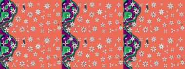 Renkli Bahar Teması eskiz kalıbı. Raster illüstrasyonu. Düz Çiçek Elementleri Tasarımı. Şirin çiçek elementleri. Çizim deseni Modaya uygun kumaş deseni.