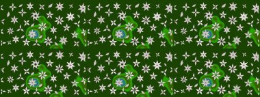 Renkli Bahar Teması eskiz kalıbı. Sevimli çiçek raster deseni. Düz Çiçek Elementleri Tasarımı. Yeşil ve nötr renkte çiçekler.