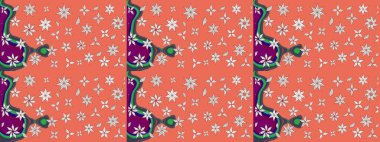 Düz Çiçek Elementleri Tasarımı. Çocuk stili. Renkli Bahar Teması eskiz kalıbı. Çiçekli çizim raster arkaplanı.