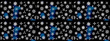 Raster illüstrasyonu. Siyah ve nötr renklerde güzel bir tekstil. Suluboya çiçekli çiçek deseni.