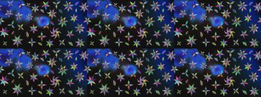 Güzel kumaş deseni. Renkli Bahar Teması eskiz kalıbı. Raster illüstrasyonu. Karalama çiçeği. Düz Çiçek Elementleri Tasarımı. Zentangle soyut çiçekleri.