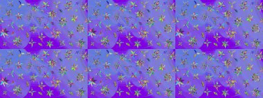 Vadinin çiçekleri mor ve mavi renklerde. Suluboya, elle çizilmiş. Eskiz arkaplan modeli. Raster - stok.