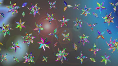 Renkli Bahar Teması eskiz kalıbı. Mavi ve gri renkte çiçekler. Düz Çiçek Elementleri Tasarımı. Raster illüstrasyonunda çiçek deseni çizimi.