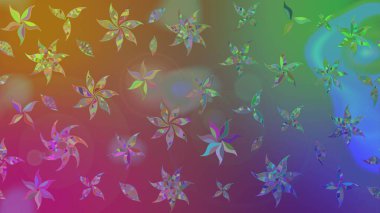 Kahverengi ve mor üzerine kahverengi ve mor. Çiçekli ipek eşarp. Retro tekstil tasarım koleksiyonu. 1950-1960 motifleri. El çizimi çiçek elementleri ile soyut çizim raster deseni.