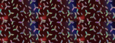 Raster illüstrasyonu. Kar taneleri deseni. Kar taneleri arka planda. Kar tanesi süsleme deseni. Arkaplanda soyut kar taneleri izole edilmiş düz tasarım.