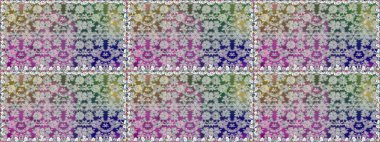 Raster illüstrasyonu. Küçük çiçekli kusursuz yay deseni. Suluboya tarzında gri renkler üzerine.