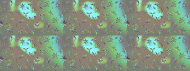 Parmak izi, kumaş, duvar kâğıdı, tekstil için raster dokusu. Nakış desenli çiçek deseni. Renkli grunge soyut arkaplanı Cologray ve yeşil çiçeklerle zenginleştirir.