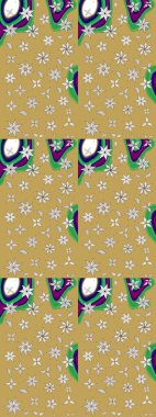 Tekstil için suluboya eskiz deseni. Şirin çiçekli, desenli, sarı ve nötr renklerde renkli eskiz deseni. El çizimi çiçek çizimi deseni (fayans)).