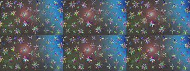 Varicologray ve Blue Raster çizim çizimi. Bir sürü gri ve mavi soyut çiçekli tropik eskiz deseni. Küçük çiçekte sevimli çiçek deseni var..