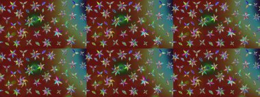 Çiçekli bahar çiçekleri. Küçük çiçekte güzel bir desen. Küçük renkli çiçekler. Moda baskıları için zarif bir şablon. Motley illüstrasyonu.