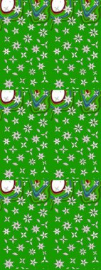 Raster illüstrasyonu. Yeşil ve nötr renklerde çiçekler. Çiçek desenli eskiz, vuruşlar, sıçramalar, yaz çiçekleri..