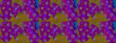 Çiçekli karalama şeklinde Raster çiçek deseni. Yumuşak, yaz çiçekli arka plan. Mor ve kahverengi renkte çiçekler.